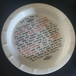White Pie Plate with Recipe Design